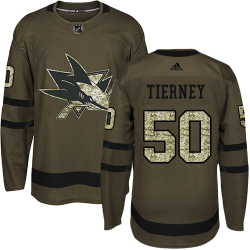 Adidas Sharks #50 Chris Tierney Green Salute to Service Stitched NHL Jersey